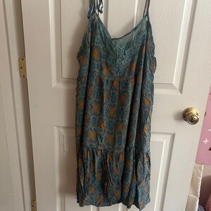 NATURAL LIFE Floral Dress in Blue and Orange